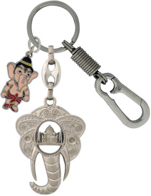 SHOKY LOOKS Tajmahal Inside in Elephant Face Quality Finishing with Ganesh Style along with Looking Hook Key Chain
