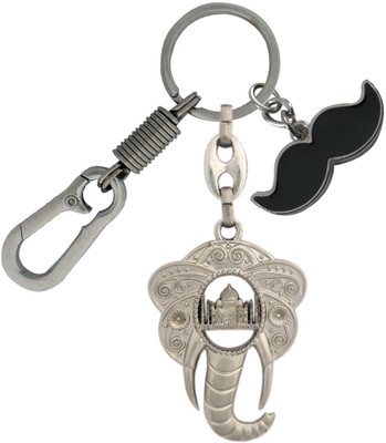 HANDSOME ISK High Quality Metal Finishing Elephant face inside Tajmahal with Looking Hook and Mustache Key Chain