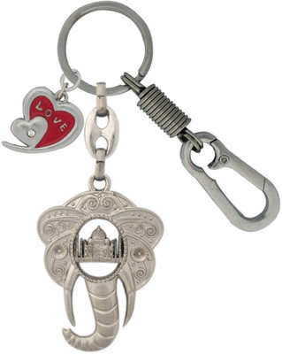 SHOKY LOOKS Tajmahal Inside in Elephant Face Quality Finishing with Red and Silver Love Style along with Looking Hook Key Chain