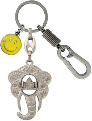 SHOKY LOOKS Tajmahal Inside in Elephant Face Quality Finishing with Metal Smiley Smile along with Looking Hook Key Chain