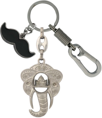 SHOKY LOOKS Tajmahal Inside in Elephant Face Quality Finishing with Mustache Style along with Looking Hook Key Chain