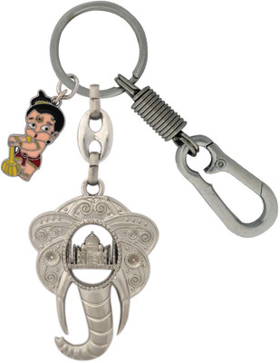 SHOKY LOOKS Tajmahal Inside in Elephant Face Quality Finishing with Hanuman Style along with Looking Hook Key Chain