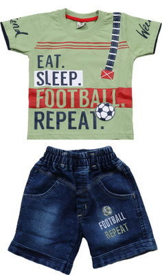 Zadmus Kids Baby Boys Party(Festive) T-shirt Shorts(Green)
