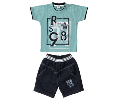 Zadmus Kids Baby Boys Party(Festive) T-shirt Shorts(Mint Green)