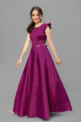 Mirrow Trade Girls Maxi/Full Length Festive/Wedding Dress(Purple, Sleeveless)