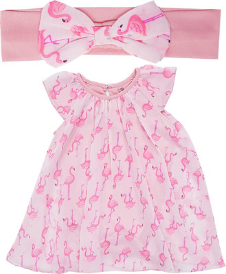 CREATIVE KID'S Indi Girls Midi/Knee Length Casual Dress(Pink, Short Sleeve)
