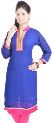 Rajpari Women Solid Straight Kurta(Blue)