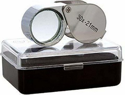 DIY Crafts Mini Microscope Jewelers Eye Loupe Magnifier Magnifying Glass Powerful Doublet, Chrome Plated, Round Body Jewelry Loupe 30x Jeweler's Loupe(Silver)