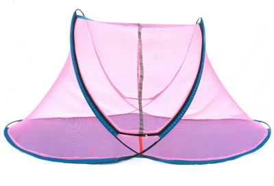 Aim Emporium Polyester Adults Washable Foldable Mosquito Net (Size: 210 x 110 x 90) Sit-in Free standing with one Side Slidder Gate Mosquito Net(Pink, Tent)