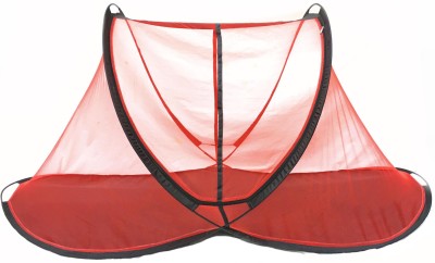 Aim Emporium Polyester Adults Washable Foldable Mosquito Net (Size: 210 x 110 x 90) Sit-in Free standing with one Side Slidder Gate Mosquito Net(Red, Tent)