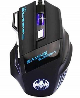 MFTEK BLOODBAT Mouse 7 LED Colors 7 Button Wired Optical Gaming Mouse DPI (1000-5500) Black Wired Optical  Gaming Mouse(USB 2.0, USB 3.0, Black)