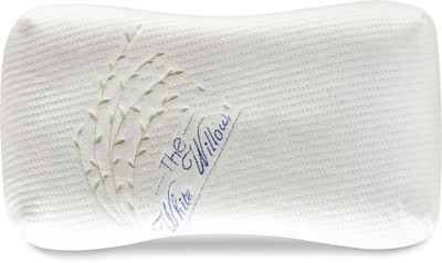 The White Willow Junior Size Pillow with curved sides for Kids above 6 years of age Memory Foam Abstract Sleeping Pillow Pack of 1(White)