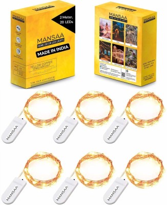 MANSAA 20 LEDs 1.98 m Yellow, Gold Steady String Rice Lights(Pack of 6)