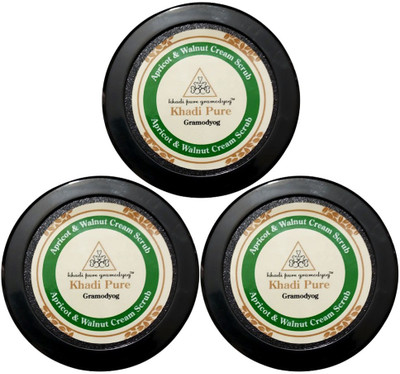 Khadi Pure Apricot & Walnut Cream Scrub - 50g (Set of 3) Scrub(150 ml)