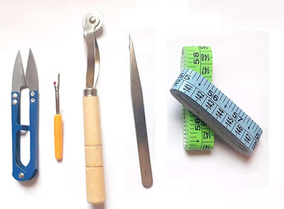 Craftical Combo Pack Sewing Tailoring Measurement Tapes 2 No’s with Seam Rippers, Thread Cutter, Tracing Marking Wheel, Overlock Machine Tweezers. Sewing Kit
