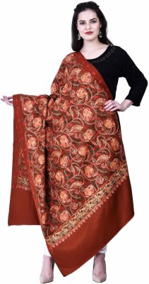 swi stylish Wool Embroidered Women Shawl(Gold)