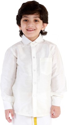 VASTRAMAY Boys Solid Casual White Shirt