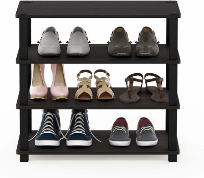 STARWORK Shoe Rack for Home | Wooden Particle Footwear Stand and Shelves Metal Shoe Rack(Black, 4 Shelves, DIY(Do-It-Yourself))