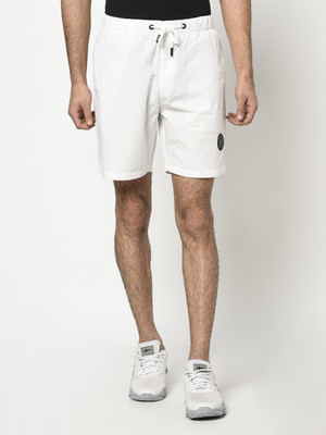 Octave Solid Men White Basic Shorts