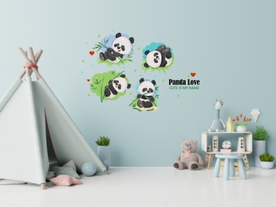 Saiii Designs 115 cm Cute & loving panda teddy wall sticker for kids room,living room|PVC Vinyl, DIY Removable Peel and Stick Decal 'Covers H 80 cm x W 115 cm' Self Adhesive Sticker(Pack of 1)