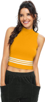 Sanjana Silk Casual Self Design Women Yellow Top