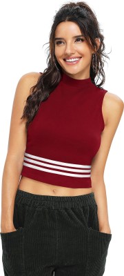 Dhruvil Impex Casual Striped Women Maroon Top