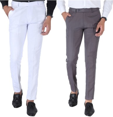 SREY Slim Fit Men White Trousers