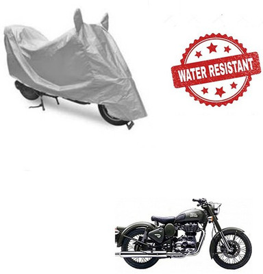saanvi Two Wheeler Cover for Royal Enfield(Battle Green, Silver)