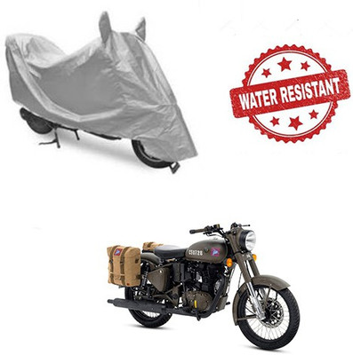 Atulit enterprises Two Wheeler Cover for Royal Enfield(Classic 500, Silver)