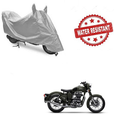 Atulit enterprises Two Wheeler Cover for Royal Enfield(Battle, Silver)