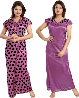 Be You Women Nighty with Robe(Purple)