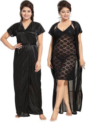 Be You Women Nighty with Robe(Black)