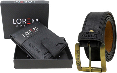 LOREM Wallet & Belt Combo(Black, Black)
