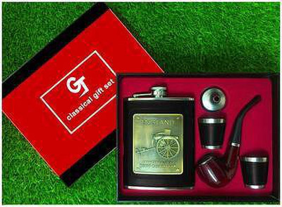Black Camel 1150 ENGLAND Black Hip Flask Stainless Steel With 1 Cigar;2 Glasses;1 Funnel For Alcohol Drinking| Whisky -236 ML Hip Flask(236 ml)