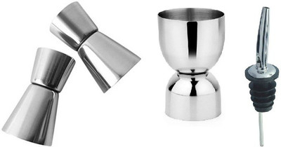 Anne-kee Stainless Steel Peg Measure Set 2 PCs Sada Peg Measure 25/50 Ml and 30/60 ML Jigger 1 PCs 30/60 ML Damru Shape Peg Measure and 1 PCs Pourer Wine Whisky Measuring Jigger and Liquor 4 - Piece Bar Set(Stainless Steel) Anne-kee Stainless Steel Peg Measure Set 2 PCs Sada Peg Measure 25/50 Ml and 30/60 ML Jigger 1 PCs 30/60 ML Damru Shape Peg Measure and 1 PCs Pourer Wine Whisky Measuring Jigger and Liquor 4 - Piece Bar Set(Stainless Steel)