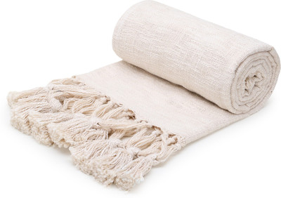 Mezposh Self Design Single Throw for  AC Room(Poly Cotton, Natural)