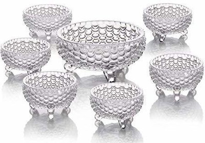 D&C Enterprise Glass Dessert Bowl Desert Bowl set of 7(Pack of 7, Clear)