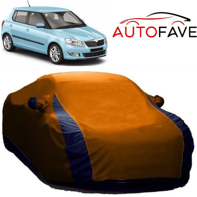 AutoFave Car Cover For Skoda Fabia (With Mirror Pockets)(Orange, Blue)