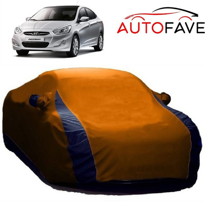 AutoFave Car Cover For Hyundai Accent (With Mirror Pockets)(Orange)