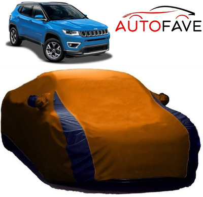 AutoFave Car Cover For Jeep Compass (With Mirror Pockets)(Orange)