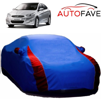 AutoFave Car Cover For Hyundai Accent (With Mirror Pockets)(Blue)