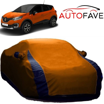 AutoFave Car Cover For Renault Captur (With Mirror Pockets)(Orange, Blue)