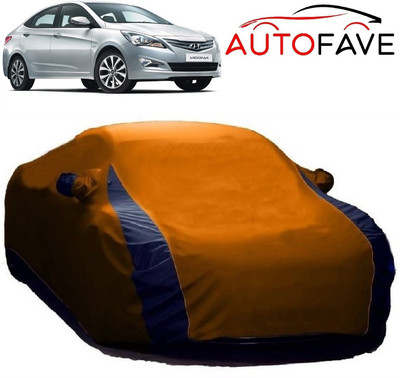 AutoFave Car Cover For Hyundai Fluidic Verna (With Mirror Pockets)(Orange)