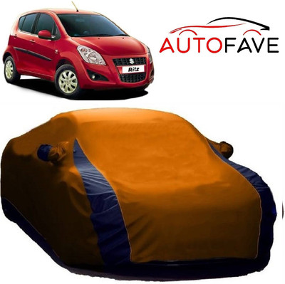 AutoFave Car Cover For Maruti Suzuki Ritz (With Mirror Pockets)(Orange, Blue)