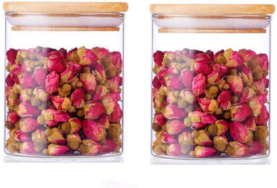 JSRE STORE Glass Grocery Container  - 500 ml(Pack of 2, Clear, Brown)