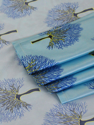 Good Homes 213 cm (7 ft) Door Polyester Semi Transparent Curtain (Pack Of 2)(Blue, Printed)
