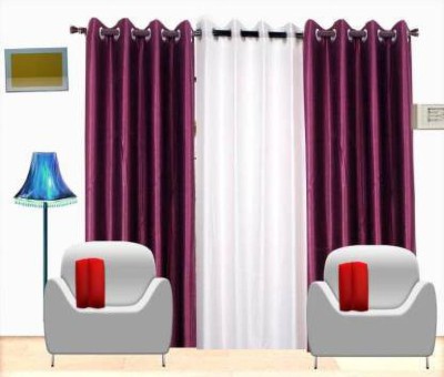H18 SHEET 213 cm (7 ft) Polyester Semi Transparent Door Curtain (Pack Of 3)(Plain, Violet, White)