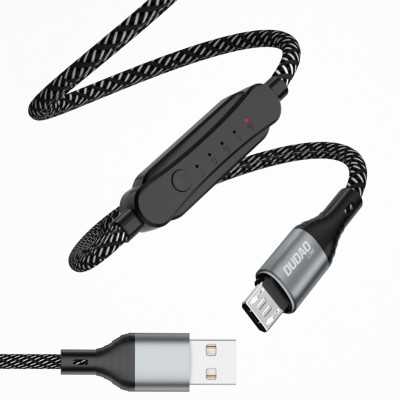DUDAO Micro USB Cable 5 A 1 m 5A braided timer fast charging Micro cable with Auto cut feature, compatible with Android phones, DUDAO certified unbreakable fast charging Timed Automatic Cut Off Fast Charging Cord(Compatible with Micro USB Enabled Devices, Grey, One Cable)