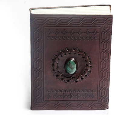 Anshika International Real Leather Embossed Handmade Diary with Precious Stone & Premium Quality Paper Regular Diary Unruled 100 Pages(Brown)