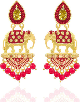 Gift Nest Elephant Bahubali Goldplated Synthetic Stone Dangle Diamond Alloy Drop & Dangler Alloy Drops & Danglers